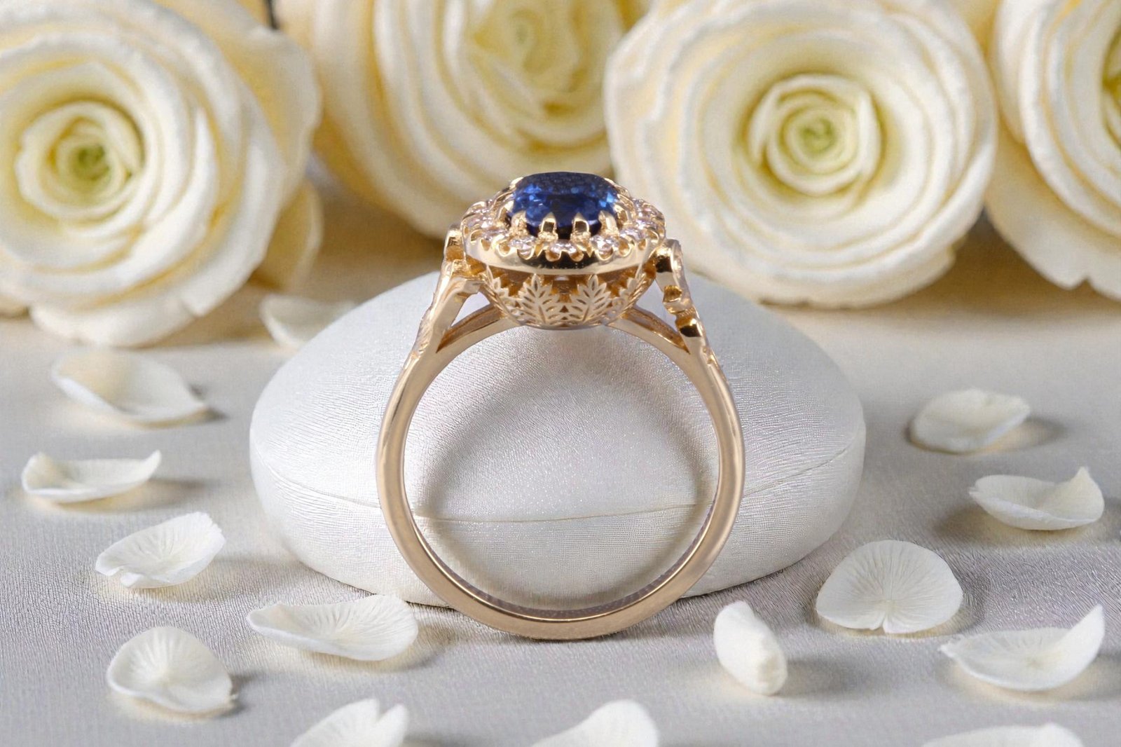 Handcrafted natural sapphire engagement ring for couples in Hillcrest, San Diego